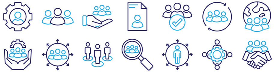 Human Resource Icon Set – Business, Teamwork and Leadership Symbols