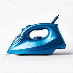 Pixel perfect image of sleek blue electric iron placed neatly on clean white background. Perfect for laundry product ads, home appliance visuals, and eCommerce use. 