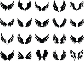 Obraz premium Wings icons set. wings vector icons for web design on transparent background