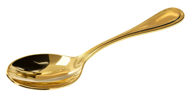 Elegant gold spoon with a smooth design on a transparent background