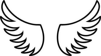 wings outline icon on transparent background