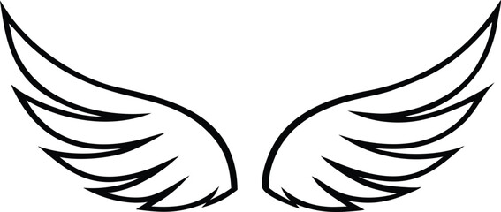 Wings outline icon. Wing logo Vector illustration