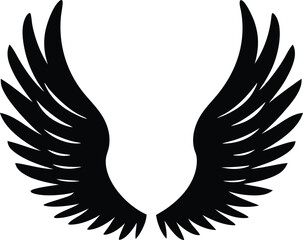 Black wings silhouette vector icon, ideal for logo, emblem, badge design. 