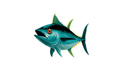 Commercial fish species. tuna fish. Vector illustration cartoon flat icon isolated on white.