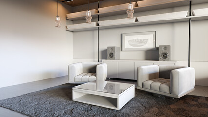interior designs living room visualisation 3d render