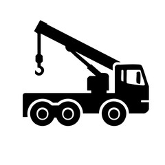 Tow truck icon black silhouette on transparent background
