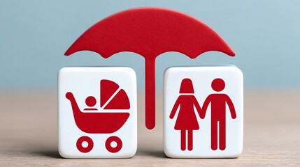 Family protection under a large umbrella a conceptual metaphor for home and business insurance teamwork