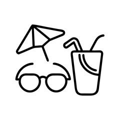 Fototapeta premium Simple line illustrations. UV protection. Sun protection. Sunscreen. A companion for playing at the beach. Sun. Summer.