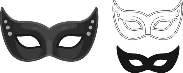 Black mask venetian mask masquerade mask party mask costume mask eye mask elegant mask
