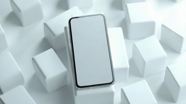 A cell phone sits on top of a pile of colorful cubes, perfect for use in illustrations about technology or modern design