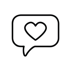 Love Message Icon Vector - Heart in Speech Bubble Line Art Illustration