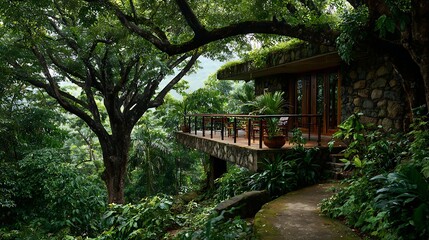 peaceful nature accommodation surrounded by tamarind trees and abundant greenery
