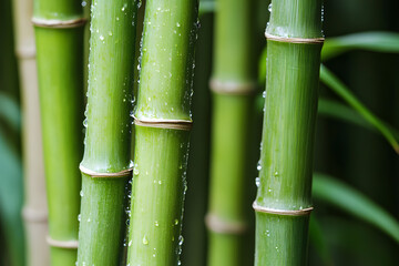 Obraz premium a close up of a bunch of green bamboo stalks