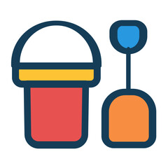 vector illustration of a icon sand bucket children toy