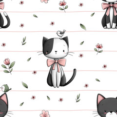 seamless pattern with cats