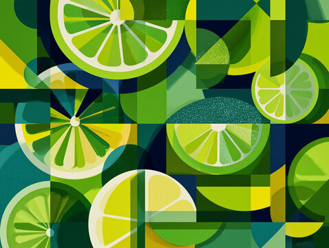 Geometric Abstract Key Lime Design with Clean Symmetry and Citrus Palette

