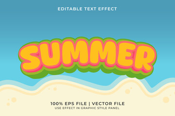 3D Summer Holiday Editable Vector Text Effect