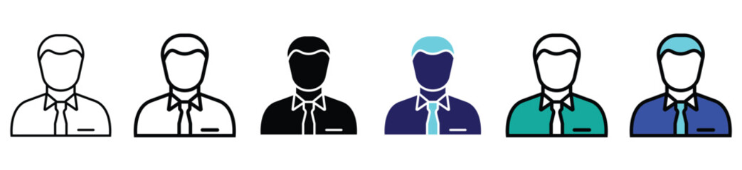 Outline Business People Icons – Team, Workforce, and Employee Concept Set