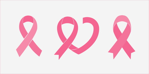 Fashion-Inspired Pink Ribbon Bundle Vector Clipart for Breast Cancer Awareness . Elegant, Feminine Symbols of Support and Healing