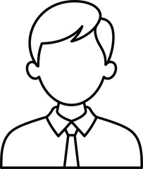 Professional Male Avatar Icon with Shirt and Tie Vector Outline