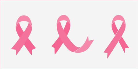 Pink Ribbon Bundle Vector Illustration Clipart for Fashion and Breast Cancer Awareness. Feminine Design Symbol of Strength and Hope