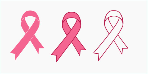 Breast Cancer Awareness Pink Ribbon Clipart. Feminine Fashion Vector Bundle Symbolizing Hope, Strength, and Empowerment