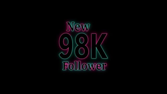 Vibrant Neon 98K Follower Celebration Social Media Animation