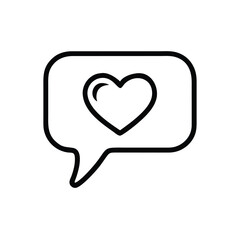 Heart Message Icon Vector - Love Chat Speech Bubble Line Art Illustration