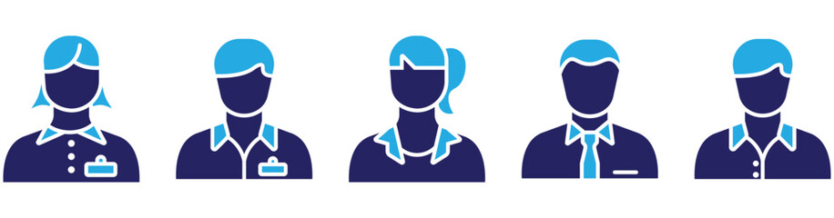 Corporate People Icons Set – Office Employees and Business Team Outline Design