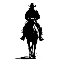 Vector silhouette of a cowboy riding a horse