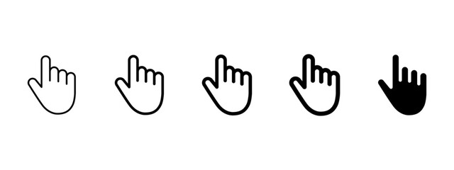 Obraz premium Click icon. Hand pointer tap gesture vector illustration. Finger tap action symbol for mobile UI sign. Touch selection interface pictogram. Minimal cursor design symbol.
