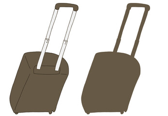 キャリー　旅行　趣味　イラスト　薄い茶色　2セット　線画　シークレット　色違い