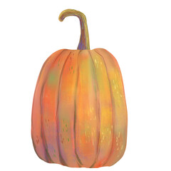 Hand drawn autumn illustration with a cozy warm orange pumpkin, realistic texture and subtle highlights. Perfect for seasonal designs, harvest themes, Halloween, Thanksgiving, and fall decor.
