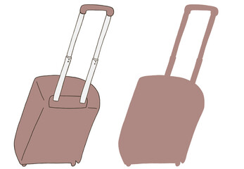 キャリー　旅行　趣味　イラスト　濃いピンク　2セット　線画　シークレット　色違い