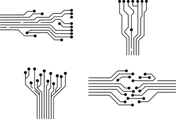 Black circuit board lines and dots abstract technology pattern vector