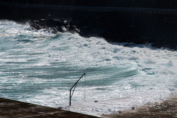 breading waves at the seaside of the island
