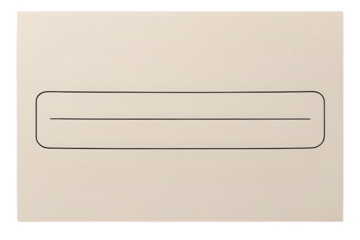 Minimalist blank cream-colored label with a single line for writing, ideal for file folders and office organization. Isolated on a white transparent background.