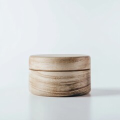 Minimalist wooden container with smooth finish and natural grain texture, modern home decor, sleek design on white background, Scandinavian style storage