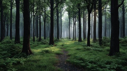 Fototapeta premium Wild forest rebirth renewing nature's resilience through fire transformation in a serene environment