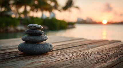 Zen Stones at Sunset Pier