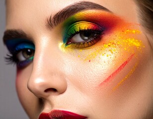 Fototapeta premium Vibrant Rainbow Lip & Eye Art