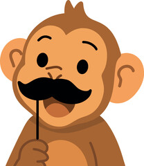 Cartoon Monkey with a Mustache