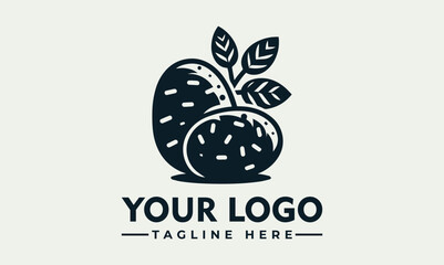 A stylized logo featuring a cluster of potatoes with leafy stems, ready to be branded.