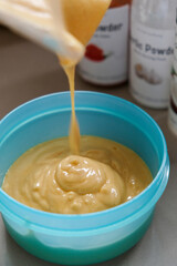 Close-up photo of homemade mayonnaise