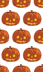 Cute Hand-Drawn Halloween Seamless Vector Pattern. Cartoon Style for Kids and Fabric Design