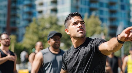 Outdoor fitness instructor in the park