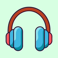 Cartoon depiction of a pair of stylish blue and brown headphones