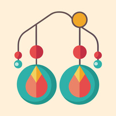 Colorful retro style baby mobile with geometric shapes and playful design elements