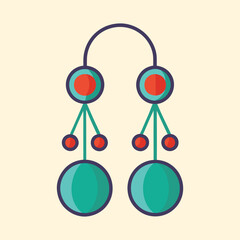 Colorful Round Element Hanging Ornament or Decor Design with Teal and Red