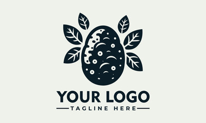 Stylized potato logo design with leaves, representing growth and agriculture.